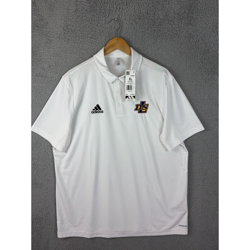 Adidas Polo Shirt Mens XL White AEROREADY DLS Logo ENT22 Football Soccer Men New